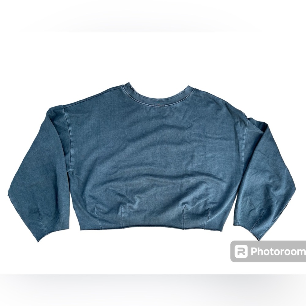 Urban Outfitters Out From Under Cropped Faded Dark Gray Distressed Sweatshirt - Picture 2 of 3